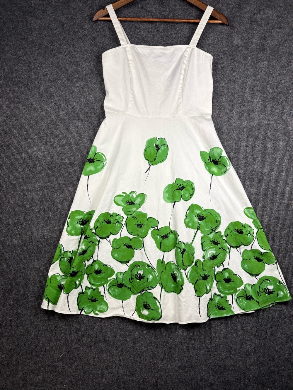 A.P.N.Y. White Midi Dress with Green Floral Border